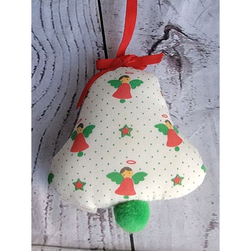 Vintage Sewn Handmade Quilted Christmas Bell Ornament